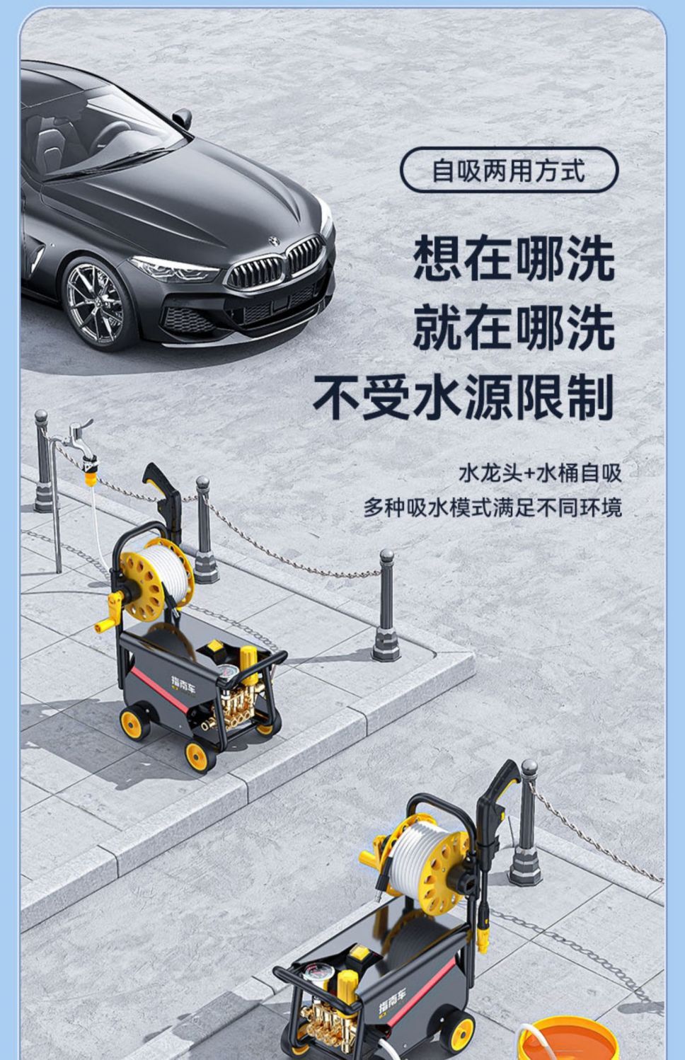 Guide Car High-Pressure Water Pump for Home Use 220V High-Power Car Washing Water Gun for Vehicle Floor Cleaning