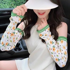 防曬袖套寬鬆冰絲碎花防紫外線手袖百搭女款運動戶外騎行開車冰袖