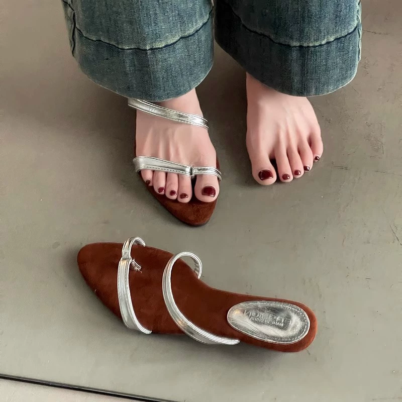 Summer slippers, sandals, french style, thin strap