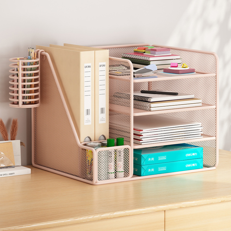 Desk Storage Rack Metal File Rack File Storage Rack Office Supplies File Rack Storage Box Desktop Bookshelf