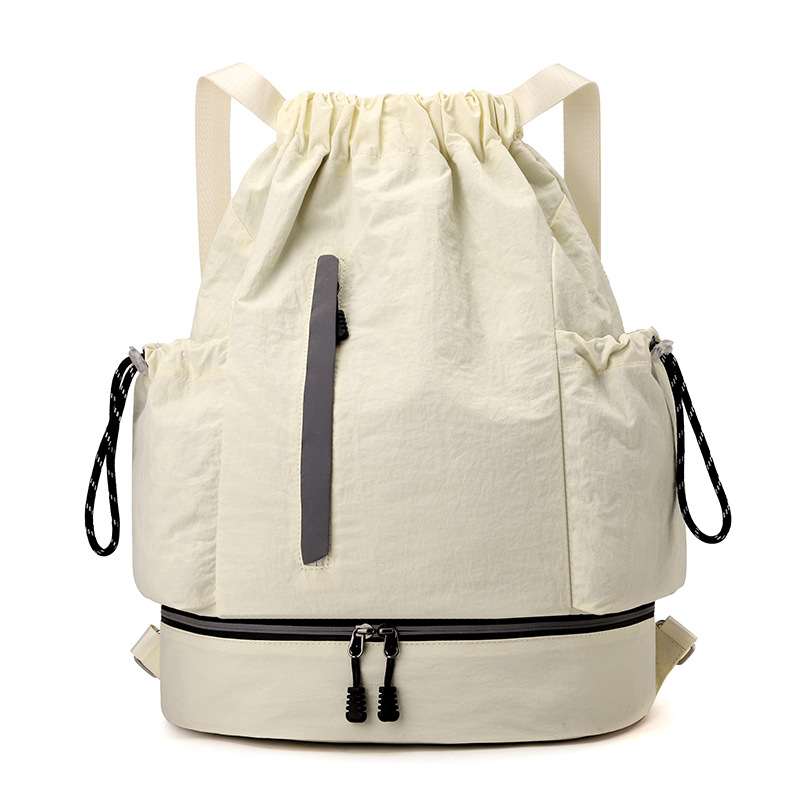 Bolso de baloncesto al aire libre ligero de moda, diseño de tira reflectante, deportes, fitness, ocio, mochila con cordón, stock de gran capacidad