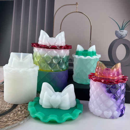 Fat Yaya diy mirror/frosted lotus leaf storage box glue mold bow table storage box silicone mold