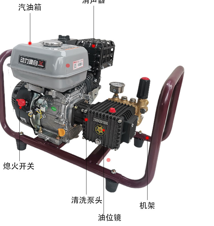 Zongshen Gasoline High-Pressure Cleaning Machine, Commercial High-Power Diesel Car Washing Machine, a Powerful Tool for Washing Cars at Construction Sites, Property Management, and Farms