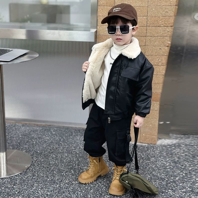 Boys Leather Jacket Stylish Spring Autumn Jacket For Children_voghion.com