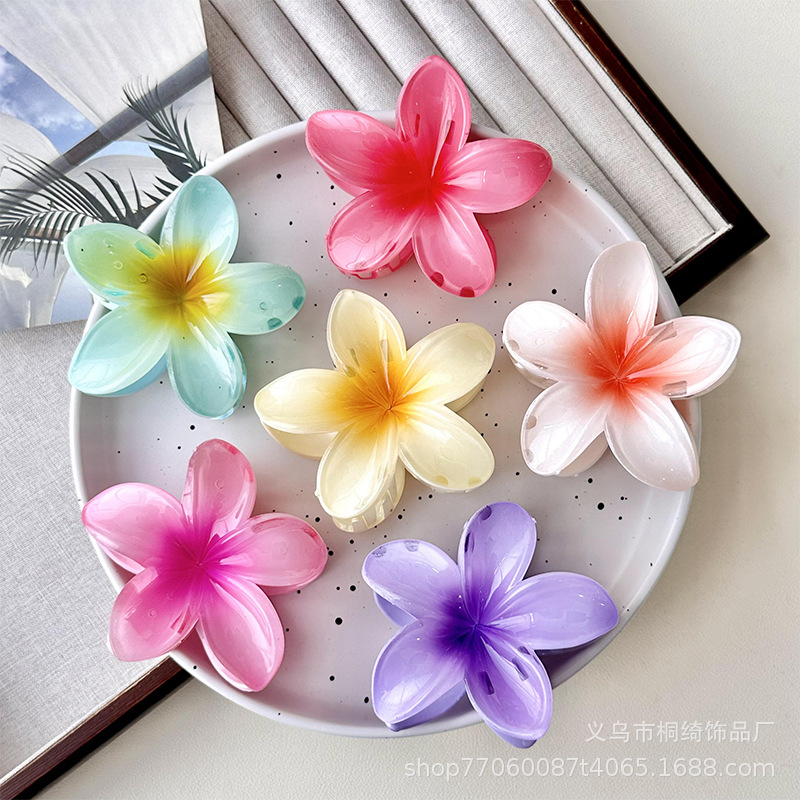 Cross-Border Hot-Selling Frangipani Large Hair Clip Hairpin Hairpin Hairpin Female Flower Shark Clip Seaside Photo