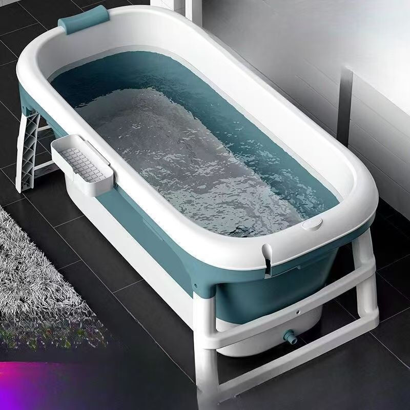 Foldable adult bathtub, full-body steam bath, thickened large size, suitable for sitting and lying down, made of plastic for home use