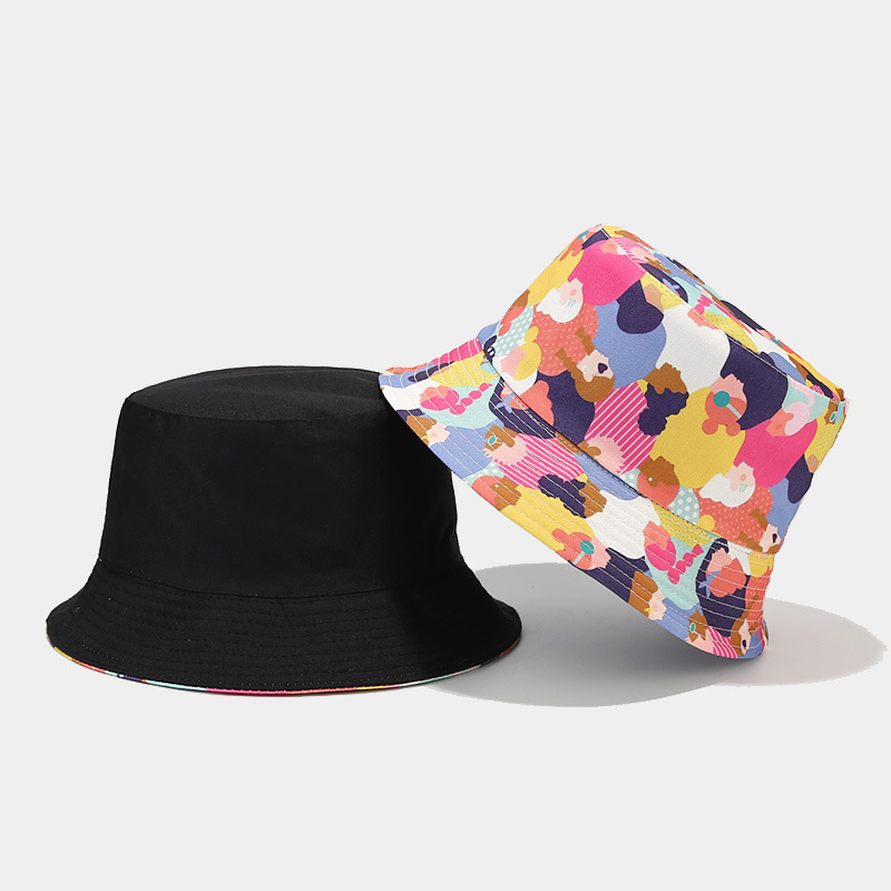 Unisex Casual Retro Portrait Mouth Color Block Printing Bucket Hat display picture 4
