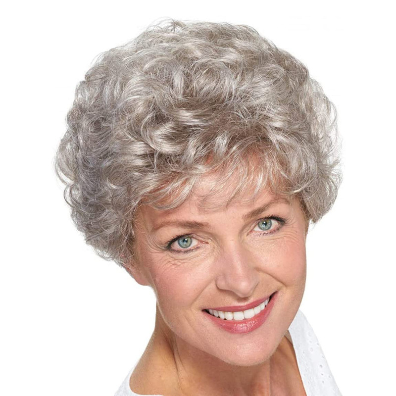 Independent station hot selling wig 4-inch creamy-white European and American middle-aged women daily short hair rose net wig head cover Independent station hot selling wig 4-inch creamy-white European and American middle-aged women daily short hair rose net wig head cover