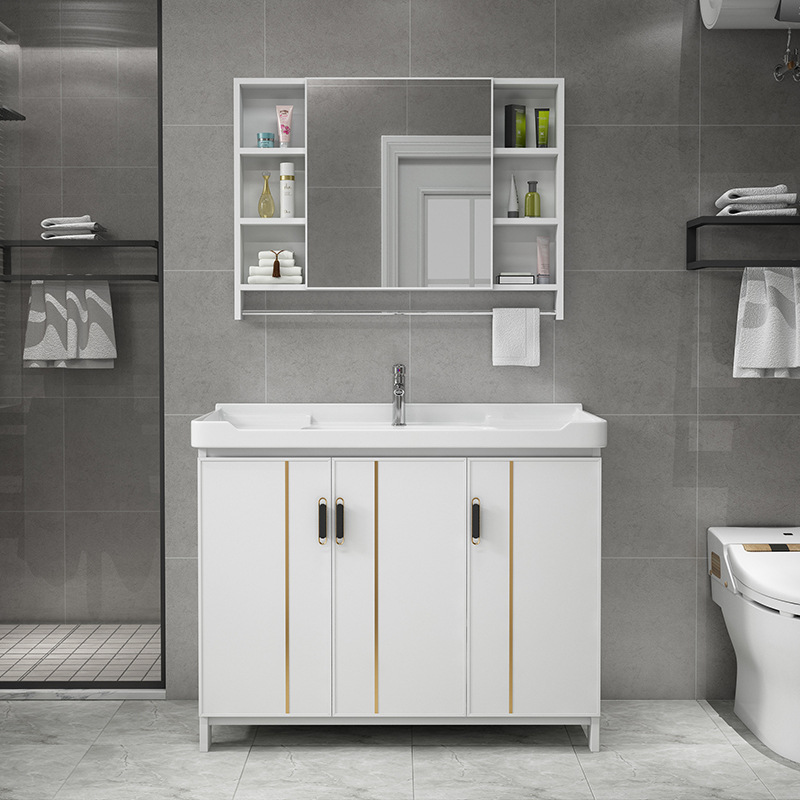 Simple piso lavabo moderno simple baño gabinete combinación tabla de lavado lavabo integrado cuenca