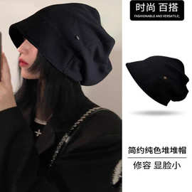 堆堆帽女2025新款时尚慵懒风包头帽大头围显脸小针织薄款毛线冷帽
