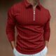 2023 New Cross-border European and American Autumn and Winter AliExpress Amazon POLO Shirt Zipper Striped Long Sleeve Men's Polo Shirt