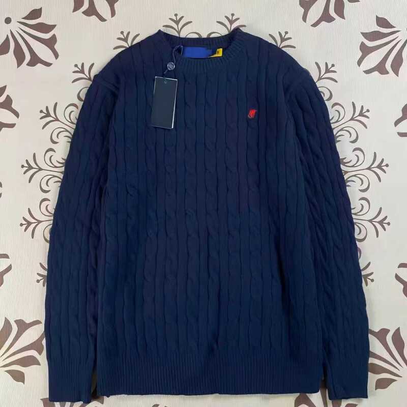 Cross-Border Rl Large Size Classic Embroidered Logo Crew Neck Men's Spring, Autumn, and Winter Fashion Warm Cable Knit Couple's Thick Wool Sweater Cross-Border Rl Large Size Classic Embroidered Logo Crew Neck Men's Spring, Autumn, and Winter Fashion Warm Cable Knit Couple's Thick Wool Sweater