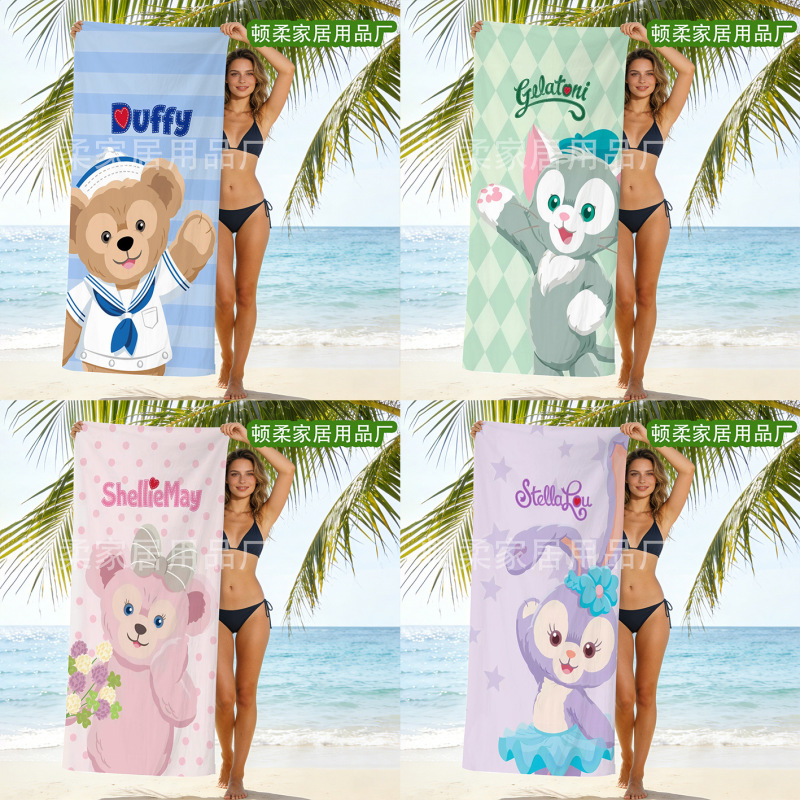 Cross-Border Wholesale Duffy and Friends Stellalou Printed Beach Towel Cartoon Children's Bath Towel Quick-Drying Absorbent Towel