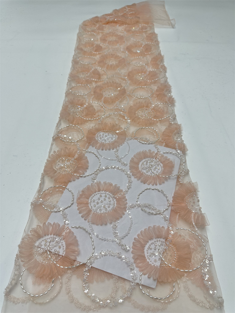 Tejido de bordado de verano círculo con tela bordada vestido de boda moda vestido de escenario vestido de moda tela