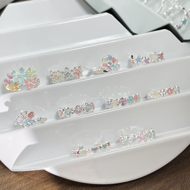 Gentle Style Dopamine Colorful Enamel New Summer Flower Sweet Ring Women's Stackable Light Luxury Niche Accessories Trend