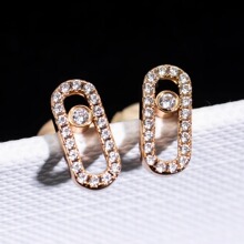 滚珠耳钉女精致小巧莫桑钻白金色18K轻奢时尚纯银不掉色耳饰镶钻