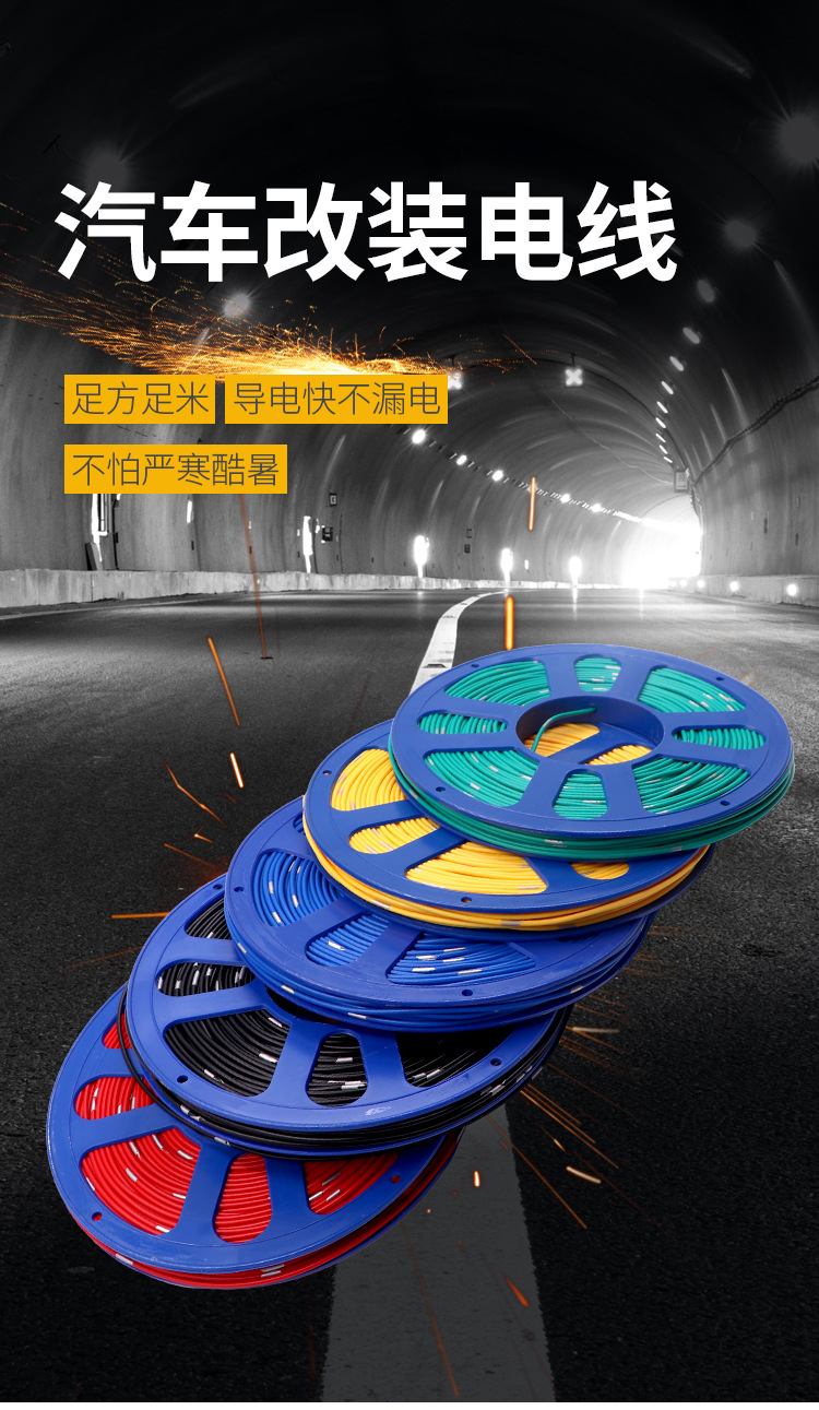 Car 12V24V wire car electric line pure copper wire core modified side light line modified spotlight line