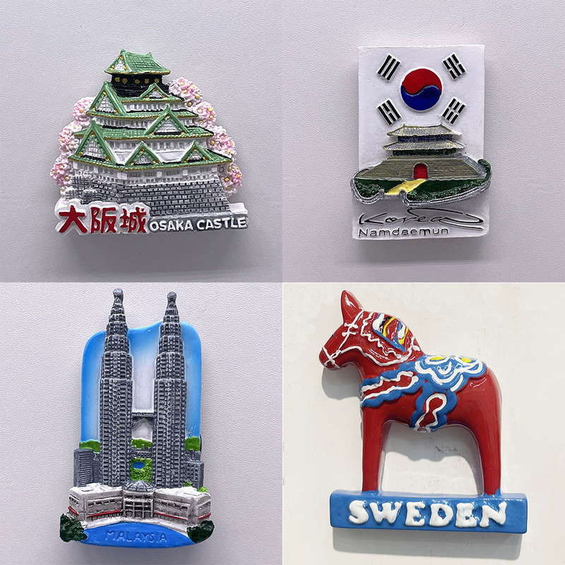 Memorial Magnetic Refrigerator Stickers for Traveling Around the World, Creative 3D Foreign Travel Souvenir Refrigerator Stickers for Japan, Korea, and Southeast Asia