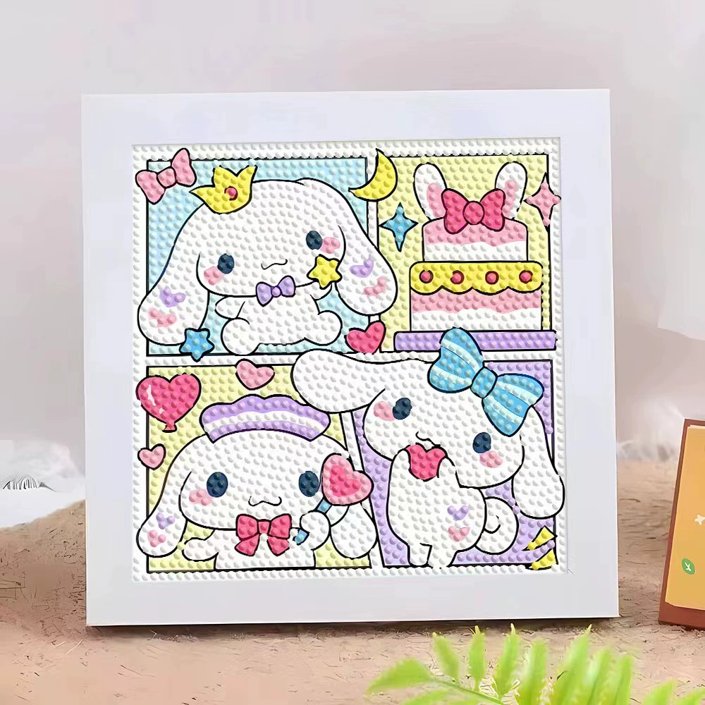 Кристальная вышивка DIY (Kuromi & KT Cat) 17×17 см фоторамка, набор наклеек в стиле мультфильма с полным заполнением