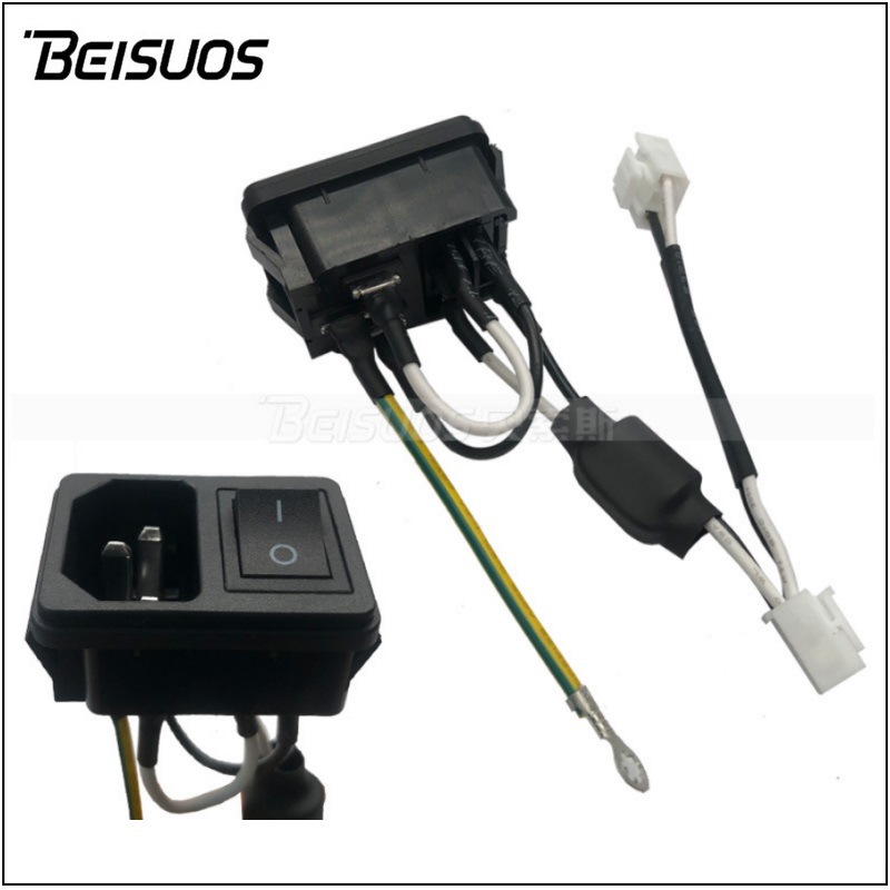 带线器具插座抗干扰磁环品字插座二合一带开关呼吸机氢气机用插座