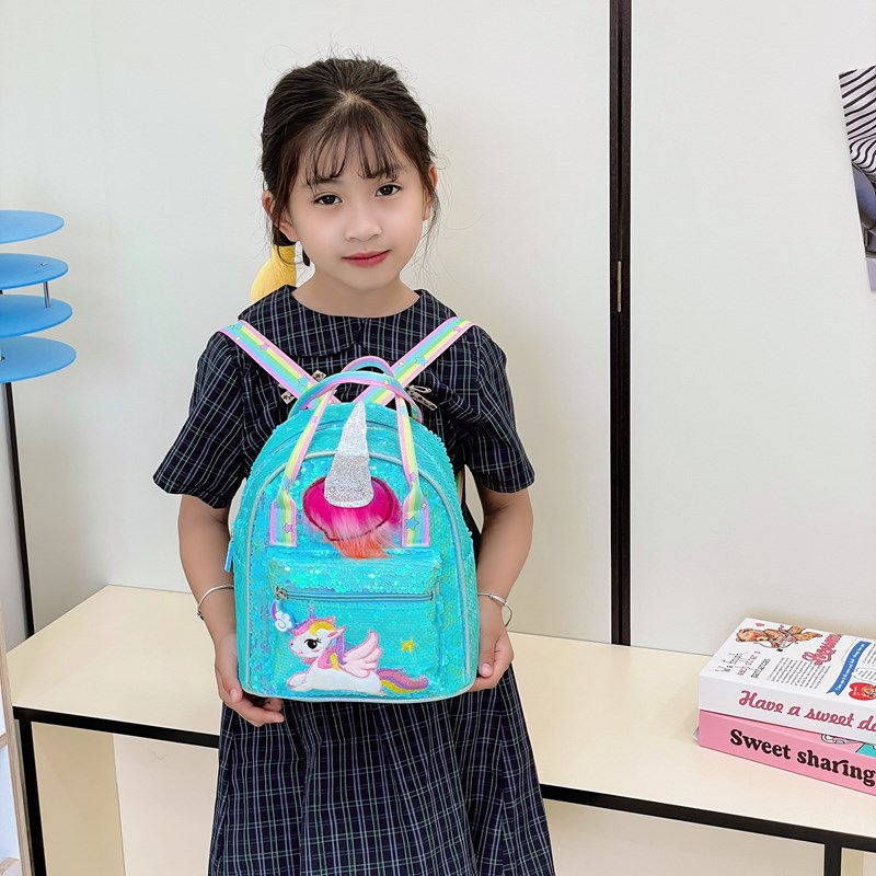 Mochila de niña con lentejuelas de moda Dibujos animados lindo pony jardín de infantes mochila para bebé nueva mochila para niños marea