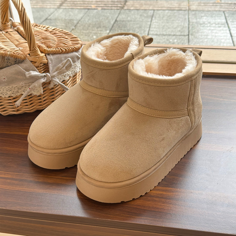 Winter Warm Snow Cotton Shoes for Women in Autumn and Winter New Style Fleece-Lined and Thickeneded Anti-Slip Indoor and Outdoor High-Top Cotton Slippers