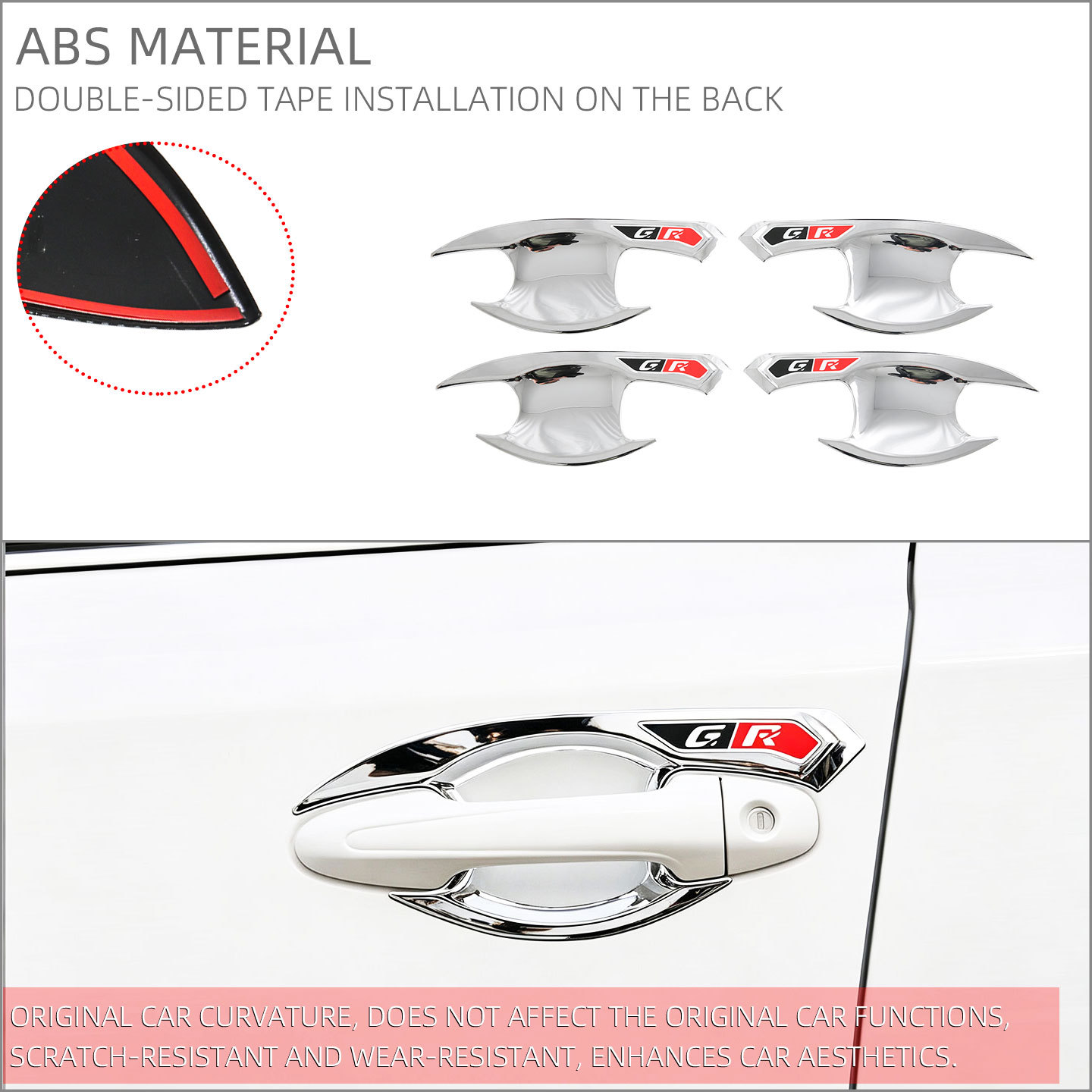 Suitable for 16-26 Models of Toyota Hilux Door Handle Protection Stickers, Door Handle Decoration, Anti-Scratch