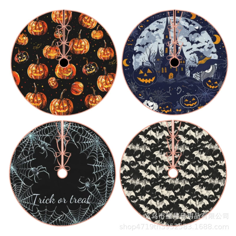 Кроссбордная сеkс Halloween елочная юбка новая фланелевая линя рождественские украшения тыква призрак летучая мышь черная кошка ведьма