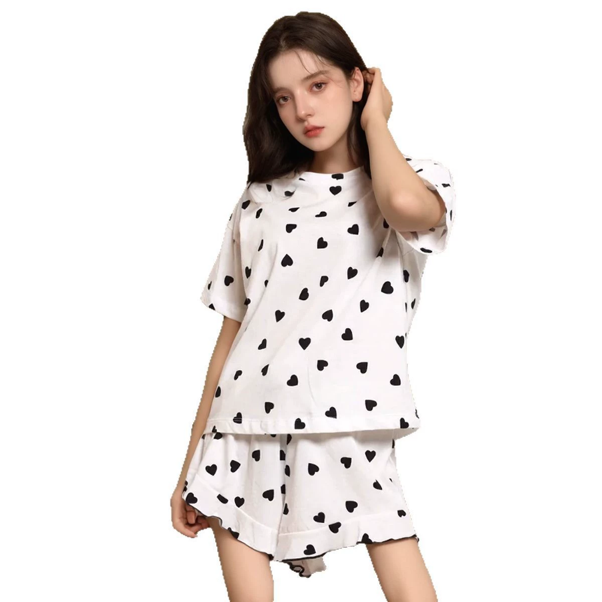 Пижама набор шорты и футболка loungewear, фиолетовая белая фуксия, размеры S–XL