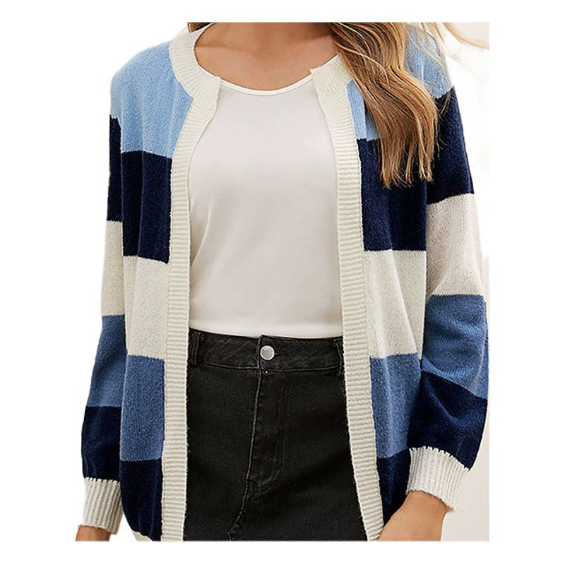 Трансграничная весна и осень женская элегантная Длинная вязаная рубашка в тон, женский свободный корейский свитер с круглым вырезом, пальто для женщин