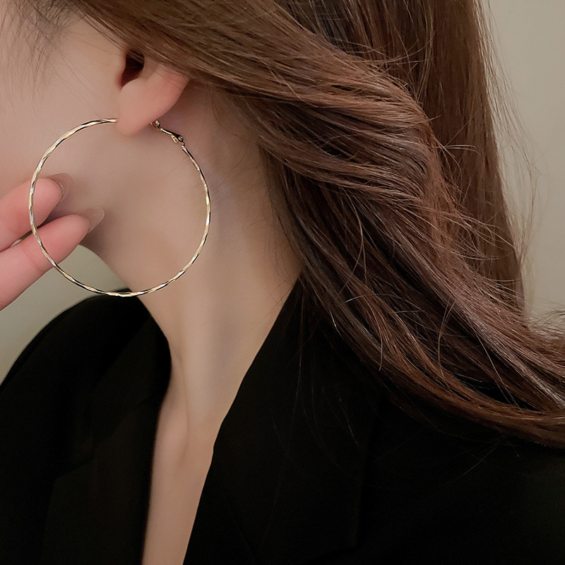 Silberne Nadel, rund, funkelnd, personalisierter Ring im Metallstil, modische, einfache und vielseitige Ohrringe für Frauen_voghion.com