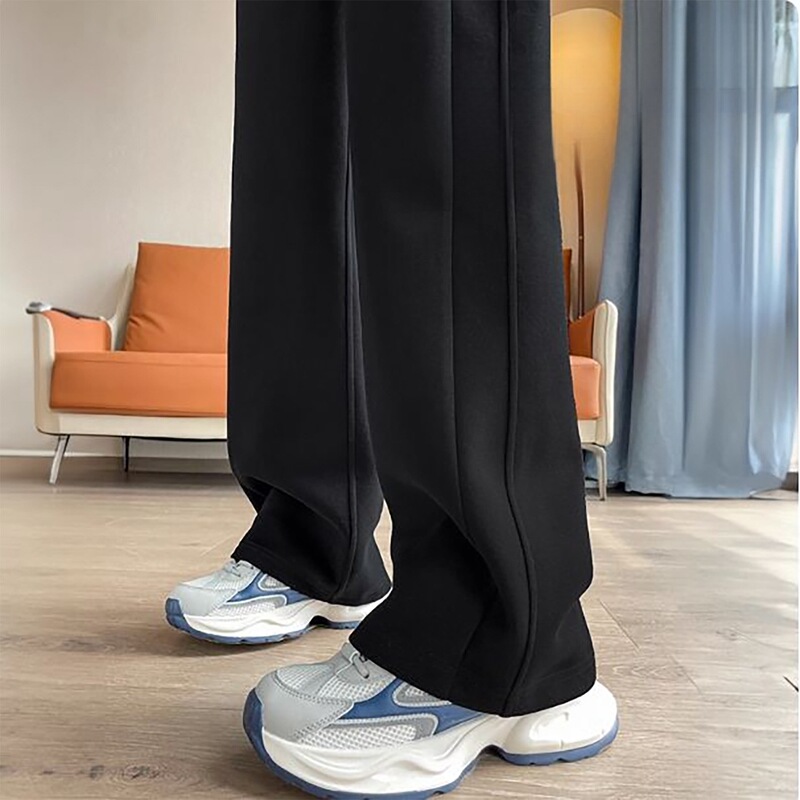 Women's Sports Pants 2026 New Spring and Autumn Slim Fit Thin Sweatpants Casual Black Straight Wide-Leg Long Pants