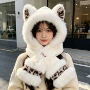 连帽保暖一体秋冬季帽子