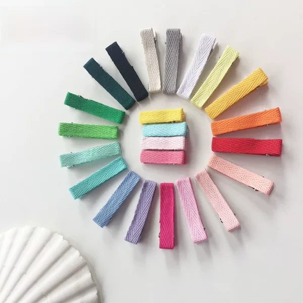 Children's Hair Clip Factory Supplies Candy-Colored Herringbone Cotton All-Inclusive Double-Pronged Duckbill Clip Girls Accessories Wholesale Printing