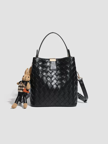 High-End Woven Bucket Bag for Women 2025 Spring New Casual Shoulder Bag Versatile Commuter Handheld Crossbody Bag