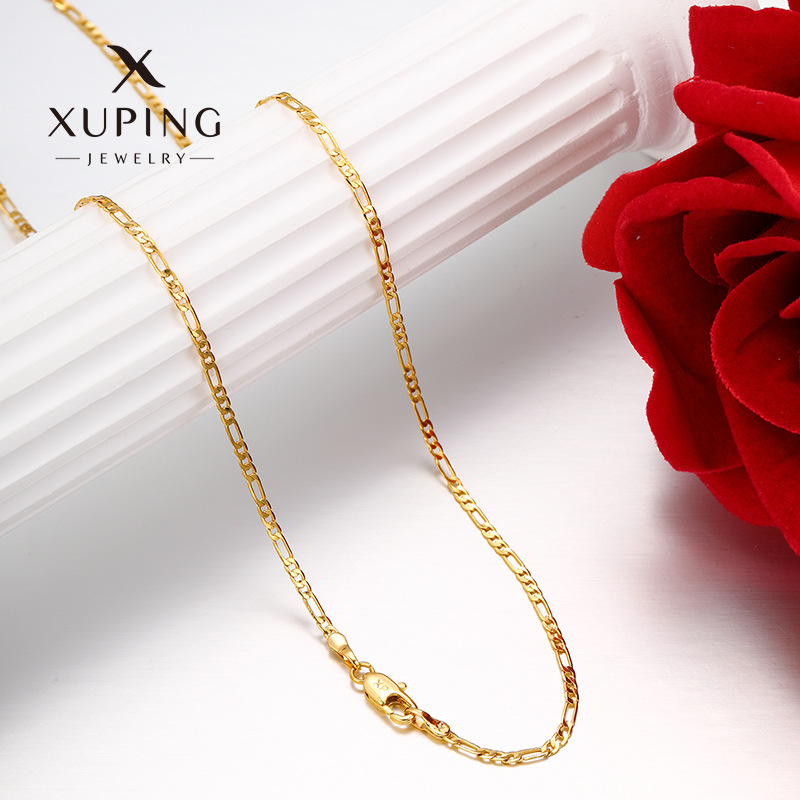 Xuping estilo simple aleación de cobre chapado 24k collar de hebilla de forma japonesa accesorios diarios de cadena de hebilla de cadena de mujer