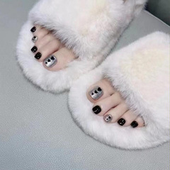 Love black silver sparkles glitter color toe nail wear nail plate toe nail sticker nail art finished detachable nails