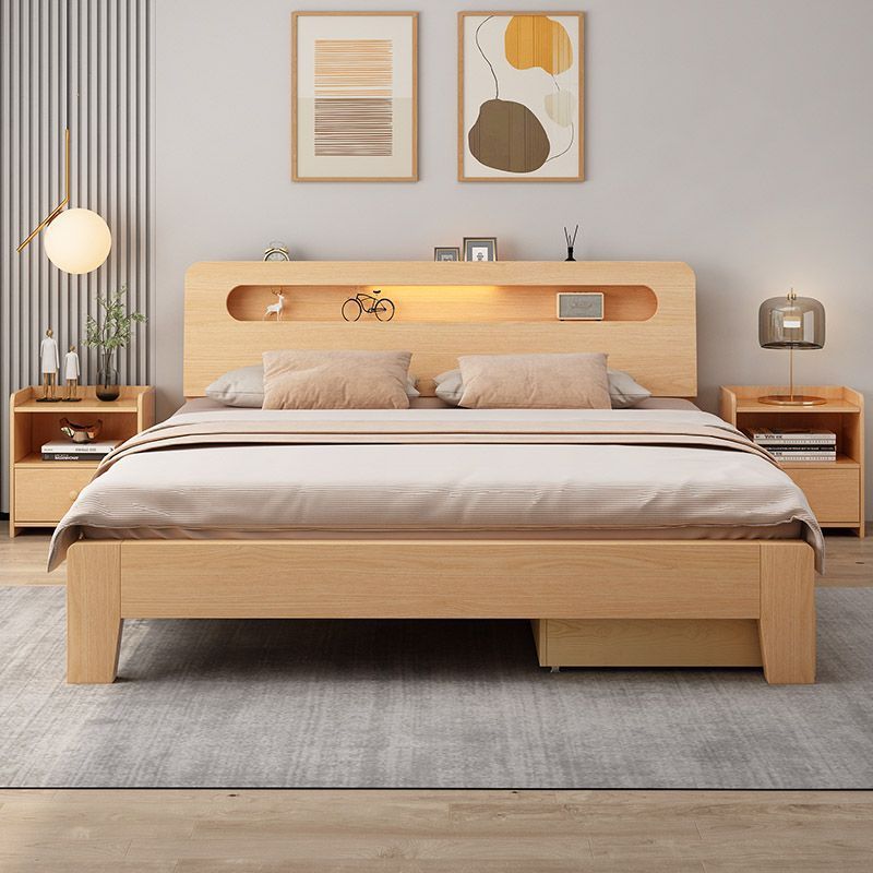 Thickened Solid Wood Bed for Bedroom Home Use 1.8m Double Bed 1.5m Economical Rental Use 1.2m Single Bed Frame