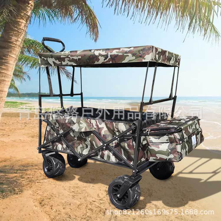 悠路厂家供应户外折叠工具布兜车带顶棚后框刹车紫色可加外袋3016