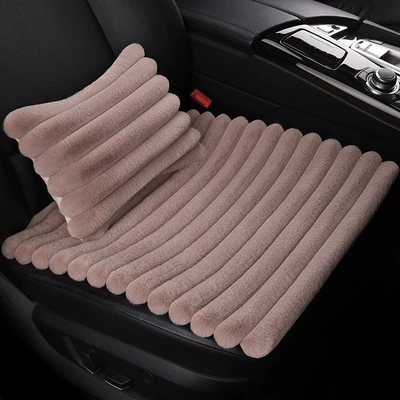 Cross-border new style striped plush car seat cushion, Wool pad