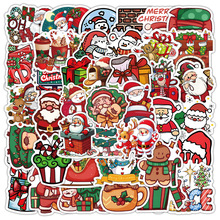 50张圣诞节贴纸2024新款卡通可爱雪橇圣诞老人水杯笔记本电脑贴画
