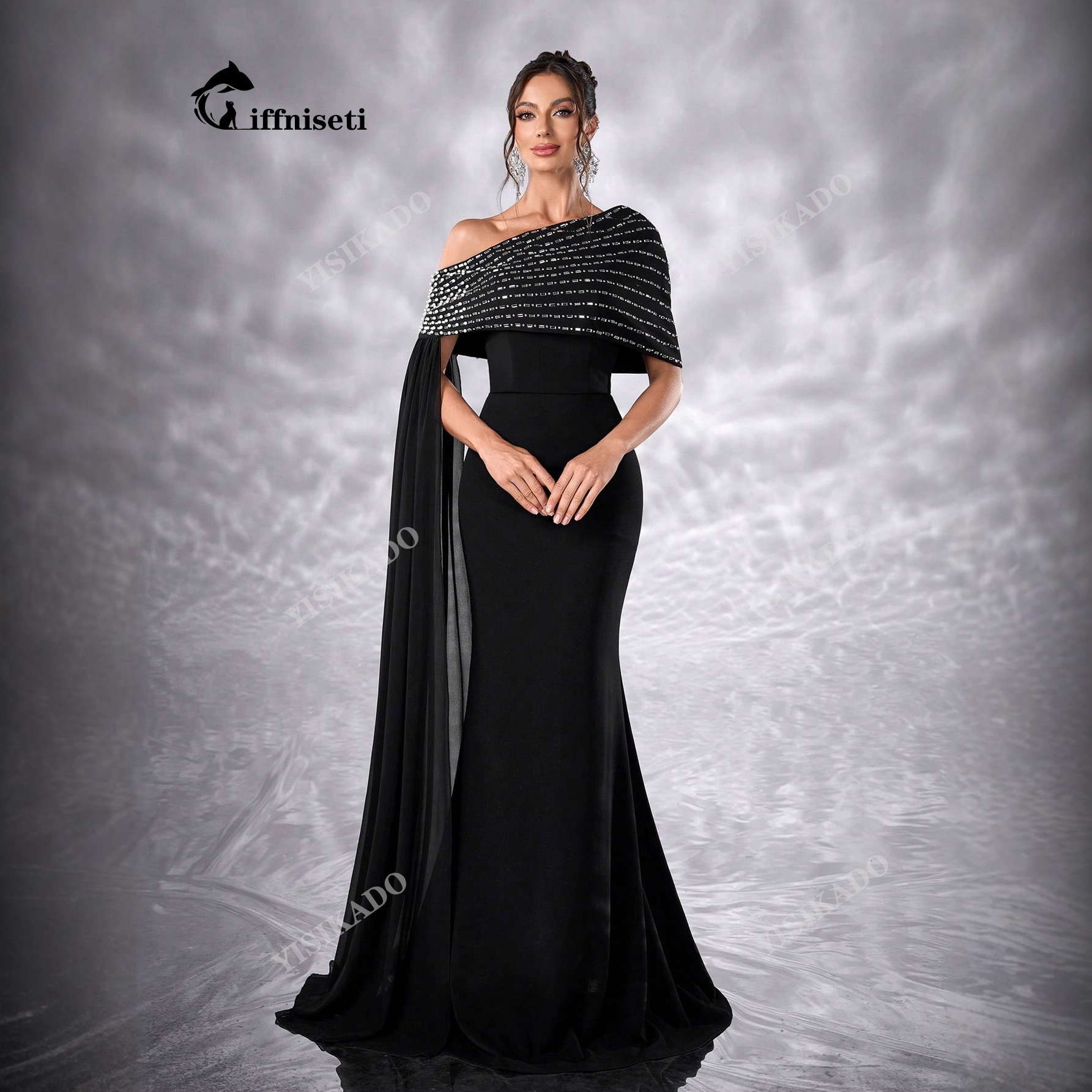 2025 European and American New Style Oblique Shoulder Design Diamond Dress Elegant Party Birthday Evening Dress-Ssl6263