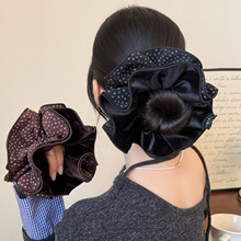 小香风四层丝绒波点碎花大肠发圈褶皱小蛮腰韩版发绳百搭时尚头花