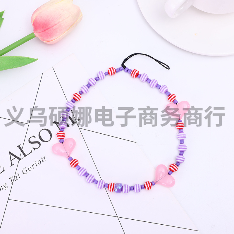 跨境新品爆款串珠树脂亚克力手机链ins风挂饰糖果色潮流手机绳
