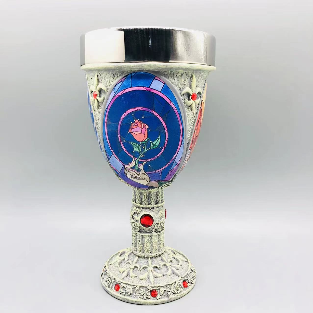 Belleza y Bestia Copa copa de vino tinto taza de acero inoxidable pareja decoración titular de la pluma caja de almacenamiento