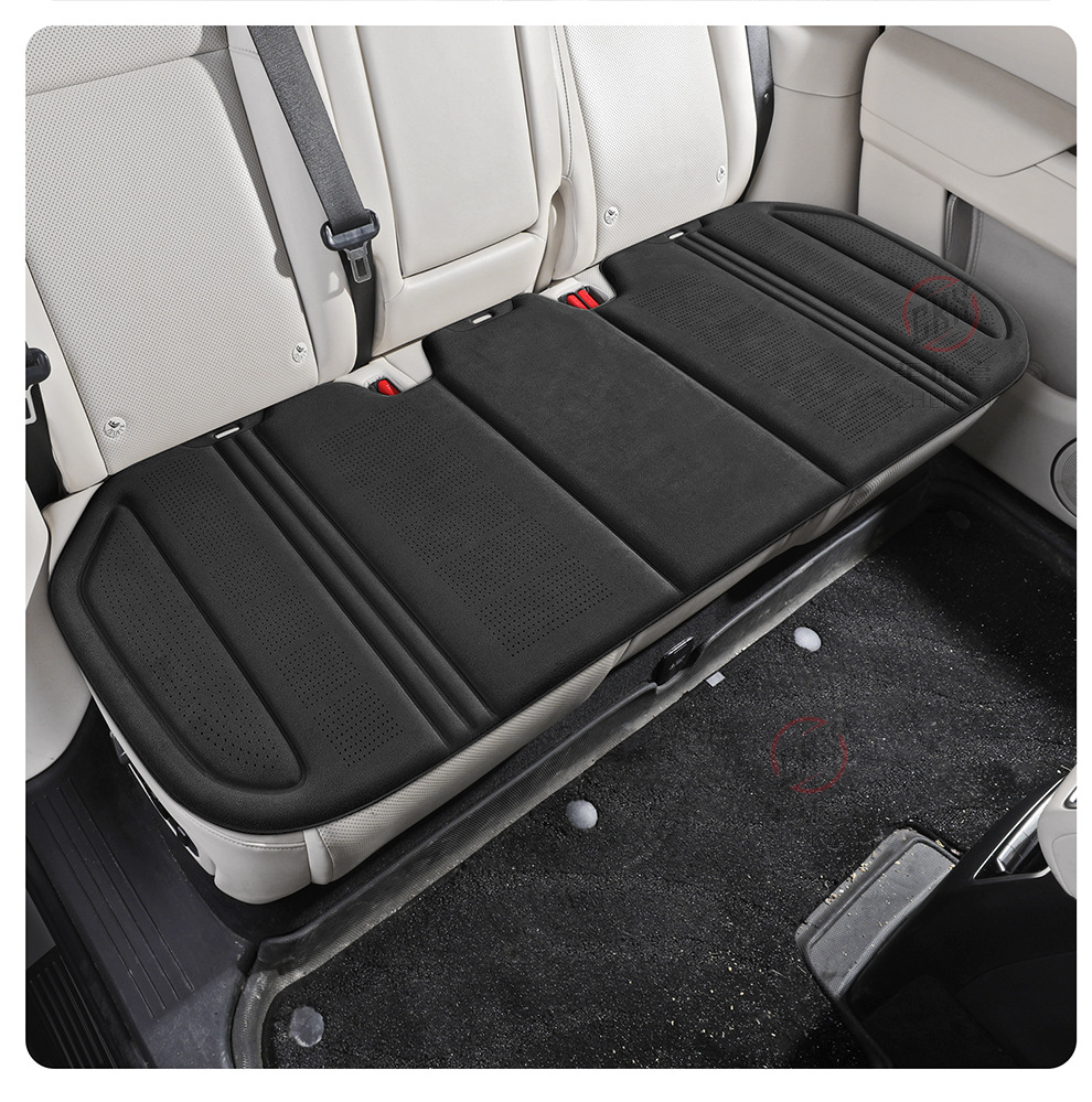 Car seat cushion for all seasons, single-piece seat pad, ventilated and breathable, made of latex and suede, semi-enclosed, non-slip, rear seat cushion