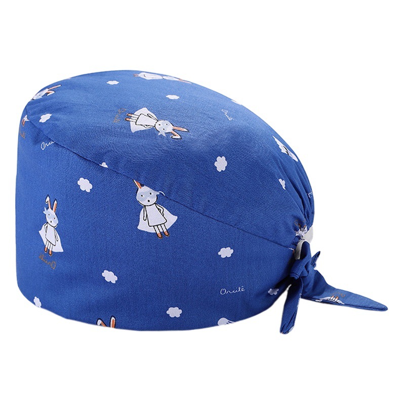 Surgical cap female nurse cap cotton printed breathable adjustable male doctor month dust-proof and oil-smoke-proof work cap