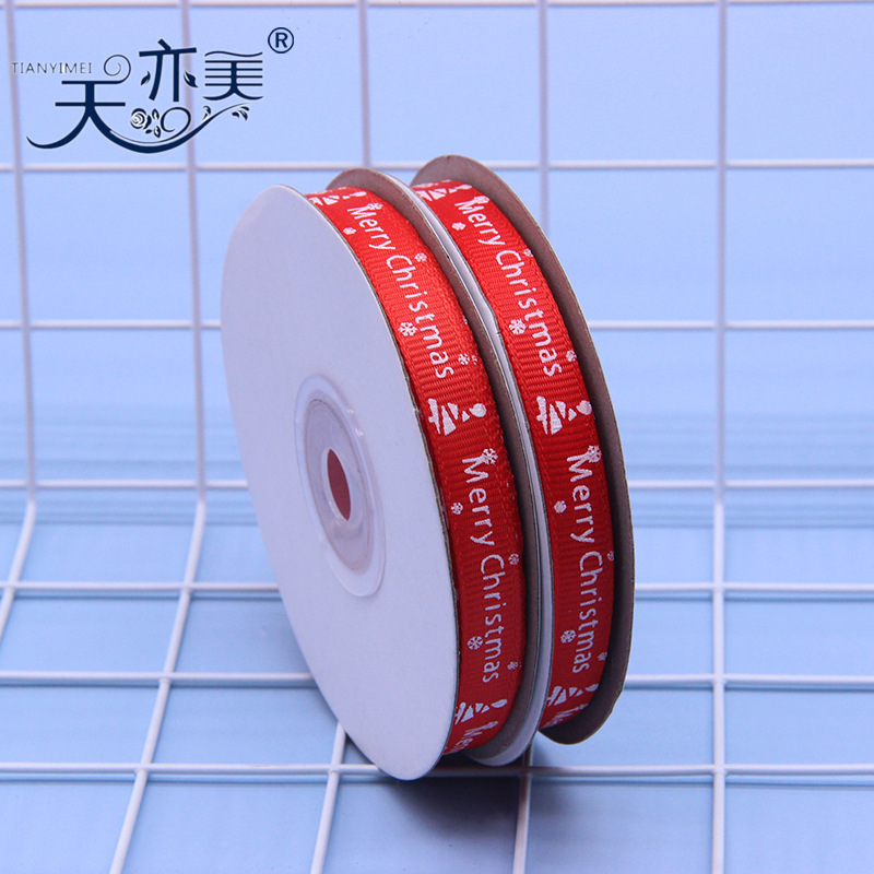 Impresión de cinta acanalada navideña cinta 1cm impresión regalo de Navidad caja de regalo embalaje cinta cinta Tianyimei