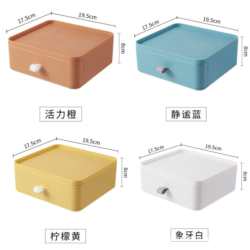 Desktop drawer storage box, ABS multi-layer cosmetic organizer, 19.5×17.5×7.5 cm