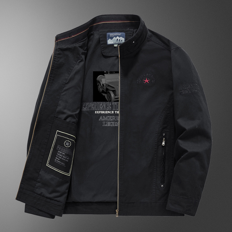 Primavera y otoño para hombres de mediana edad montaña algodón chaqueta casual función al aire libre nuevo abrigo de cuello vertical chaqueta de manga larga chaqueta